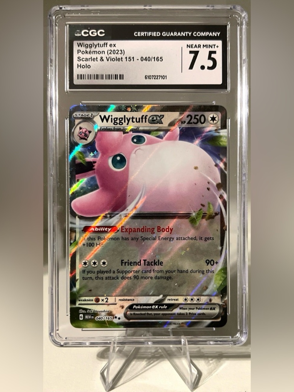 Pokémon TCG: 151 - WIGGLYTUFF EX 040/165 - CGC NM 7.5